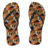 Border Collie in de herfst laat Herfst inspireren Teenslippers (Voetbed)
