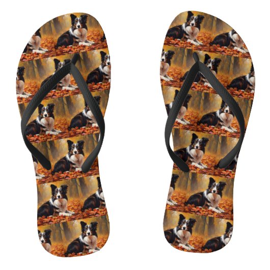Border Collie in de herfst laat Herfst inspireren Teenslippers (Voetbed)