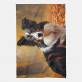 Border Collie in de herfst laat Herfst inspireren Theedoek (Verticaal)