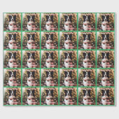Border Collie in een sjaal en kerstboom Cadeaupapier (Vlak)