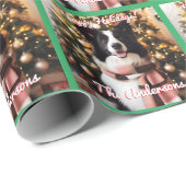 Border Collie in een sjaal en kerstboom Cadeaupapier (Rol Hoek)