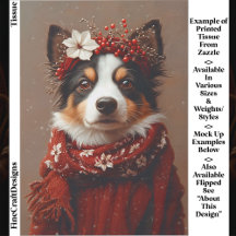 Border Collie in Festieve Rode Sjaal EE2L Découpag
