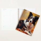 Border Collie in herfstbladeren val inspireert Planner (Display)