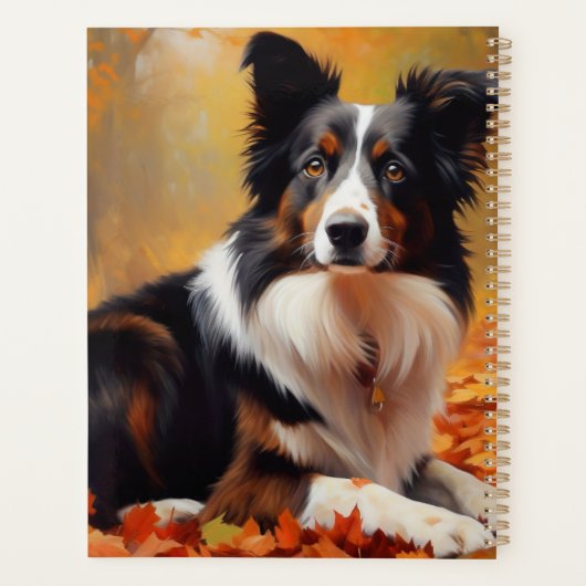 Border Collie in herfstbladeren val inspireert Planner (Achterkant)
