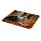 Border Collie in herfstbladeren val inspireren Snijplank (Hoek)