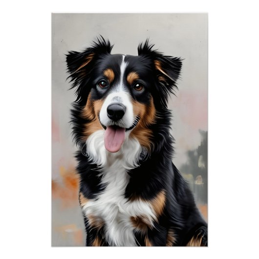 Border Collie in het middelpunt van de velden Perfect Poster (Voorkant)