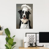 Border Collie In Kooksmuts Poster, Huisdier Poster (Thuiskantoor)