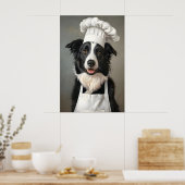 Border Collie In Kooksmuts Poster, Huisdier Poster (Keuken)