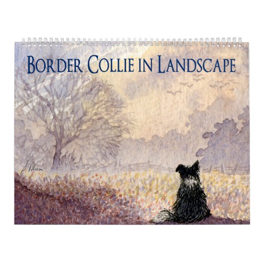 Border Collie in Landschaps Kalender (Hoes)