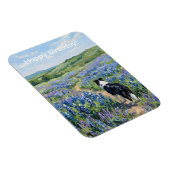 Border Collie in paarse bloemen Magneet (Rechterzijde)