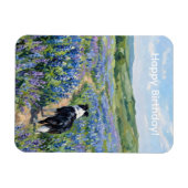 Border Collie in paarse bloemen Magneet (Horizontaal)