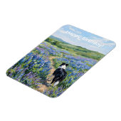Border Collie in paarse bloemen Magneet (Linkerzijde)