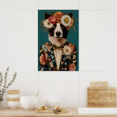 Border Collie In Suit Poster, Border Collie Poster (Keuken)