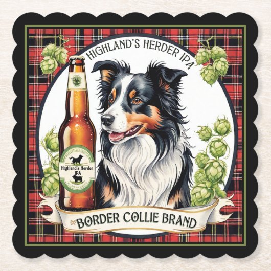 Border Collie IPA Kartonnen Onderzetters (Voorkant)