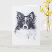Border Collie Kaart (Gele Bloem)