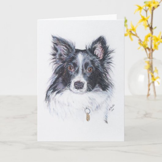Border Collie Kaart (Gele Bloem)