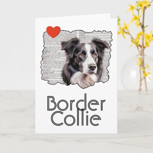 Border Collie Kaart (Gele Bloem)
