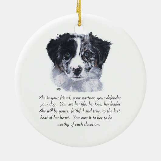 Border Collie Keepsakes Keramisch Ornament (Achterkant)
