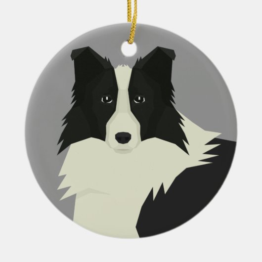 Border Collie Keramisch Ornament (Voorkant)