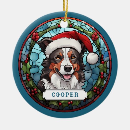 Border Collie Keramische Cirkel Ornament (Voorkant)