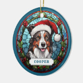Border Collie Keramische Cirkel Ornament (Links)