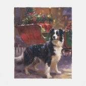 Border Collie Kerst Feestelijke Periode Fleece Deken (Voorkant)