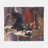 Border Collie Kerst Feestelijke Periode Fleece Deken (Voorkant (Horizontaal))