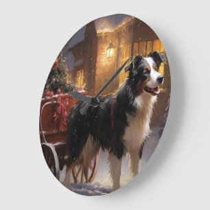 Border Collie Kerst Feestelijke Periode Grote Klok