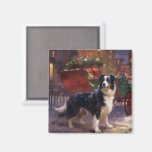 Border Collie Kerst Feestelijke Periode Magneet (Voorkant / Achterkant)