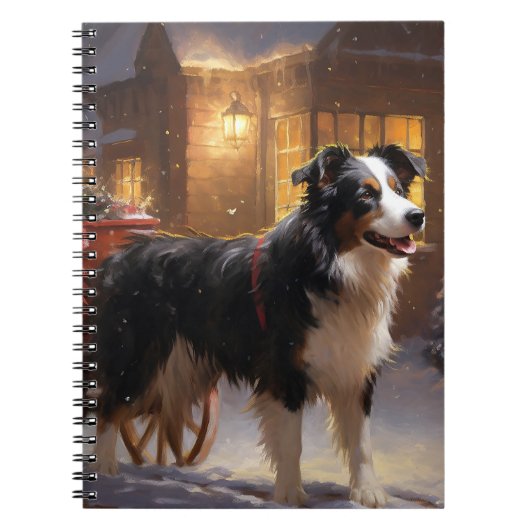 Border Collie Kerst Feestelijke Periode Notitieboek (Voorkant)