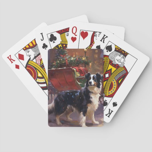 Border Collie Kerst Feestelijke Periode Pokerkaarten (Achterkant)