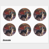 Border Collie Kerst Feestelijke Periode Ronde Sticker (Vel)