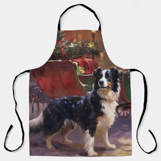 Border Collie Kerst Feestelijke Periode Schort (Voorkant)