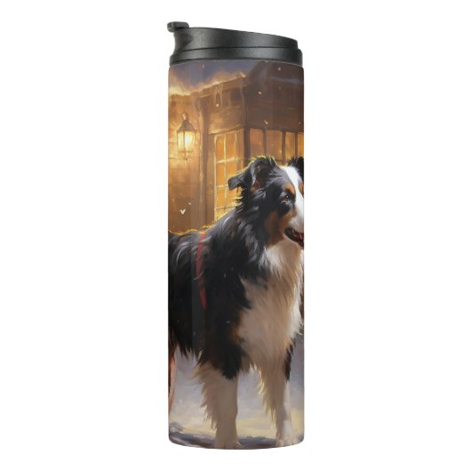 Border Collie Kerst Feestelijke Periode Thermosbeker (Geroteerd rechts)