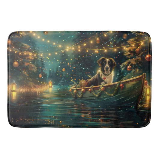 Border Collie Kerst Feestelijke Reis Badmat (Voorkant)