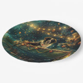 Border Collie Kerst Feestelijke Reis Papieren Bordje (Gekanteld)