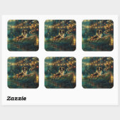 Border Collie Kerst Feestelijke Reis Vierkante Sticker (Vel)