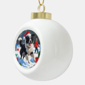 Border Collie Kerst Feestelijke Sneeuwscène Keramische Bal Ornament (Rechts)