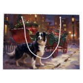 Border Collie Kerst Feestelijke Tijd Groot Cadeauzakje (Achterkant)