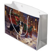 Border Collie Kerst Feestelijke Tijd Groot Cadeauzakje (Achterkant Gekanteld)