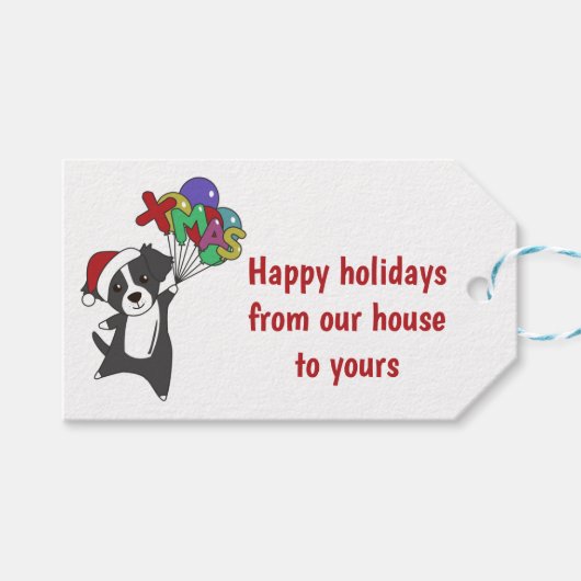 Border Collie Kerst Hond Winter Dieren Honden TR Cadeaulabel (Voorkant (Horizontaal))