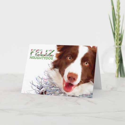 Border Collie Kerst Kaart (Voorkant)