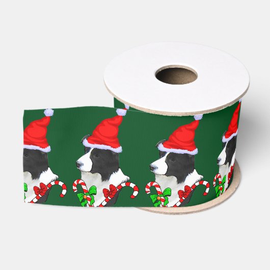 Border Collie Kerst Merry Grosgrain Lint (Spoel)