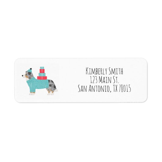 Border Collie Kerst Retouradres Etiket (Voorkant)