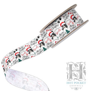 Border Collie Kerst Satijnen Lint