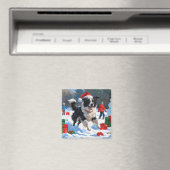 Border Collie Kerst Sneeuwlandschap Magneet (Insitu (Vaatwasser))