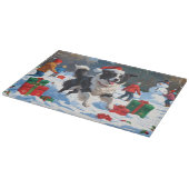 Border Collie Kerst Sneeuwlandschap Snijplank (Hoek)