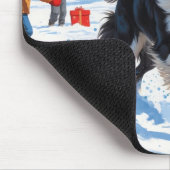Border Collie Kerst Sneeuwscène Muismat (Hoek)
