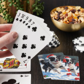 Border Collie Kerst Sneeuwscène Pokerkaarten (Insitu)