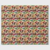 Border Collie Kerstbak: Festieve Kerstmis Cadeaupapier (Vlak)